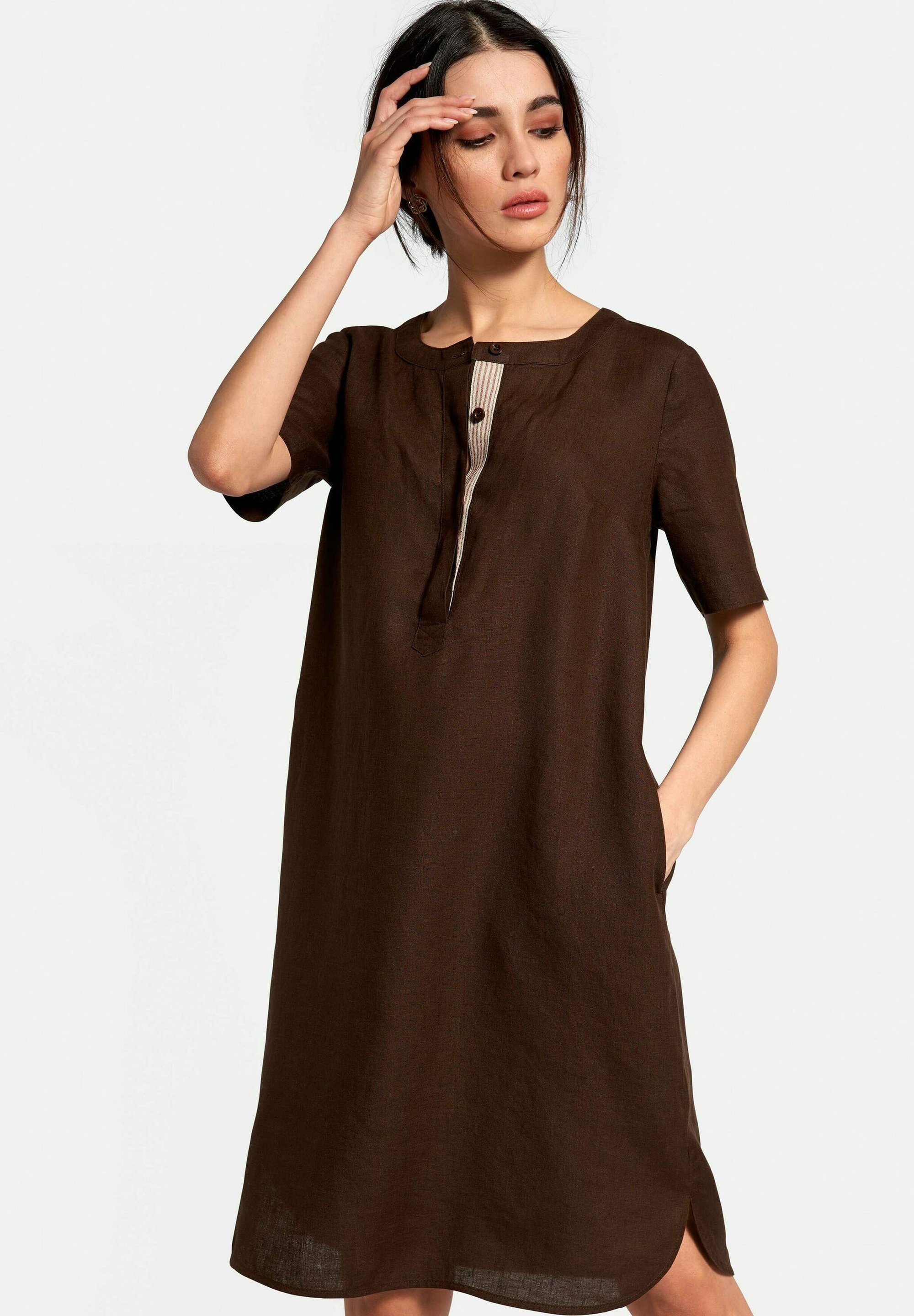 Peter Hahn Kleid Leinen Freizeitkleid Mokka Taupe Zalando At 