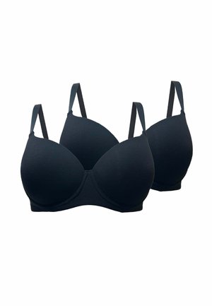 Due reggiseni imbottiti neri con spalline regolabili, mostrati su sfondo bianco.