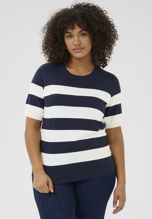 Kaffe Curve LIZZY STRIPED - T-shirt print - midnight chalk stripe