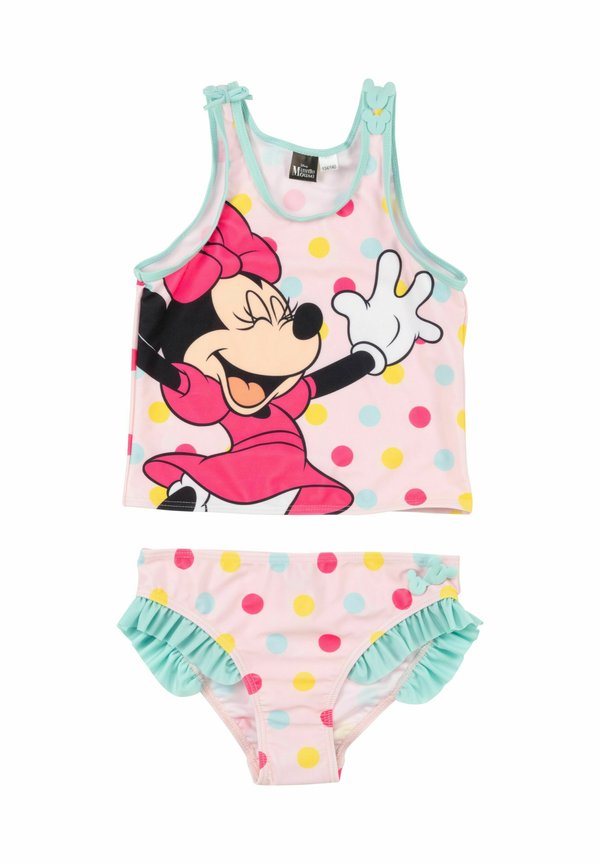 DISNEY MINNIE MOUSE TANKINI BADEANZUG MIT RÜSCHEN ZWEITEILER SCHWIMMANZUG - Bikini - rosa türkis