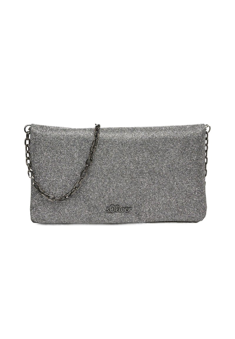Pochette Clutch S.Oliver Blanc Argenté à Paillettes - Fermeture Magnétique, 100% Polyester