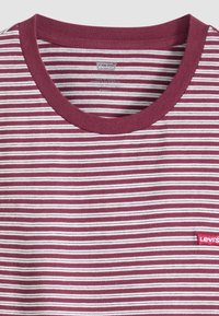 Striped t-shirt in burgundy and white, made of cotton, features a rounded neckline and a small red Levi's logo on the left side.