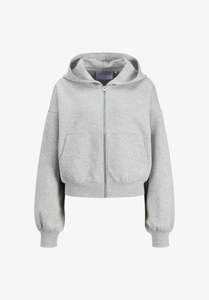 Helehall hall, ees tõmblukuga kapuutsiga dressipluus, millel on ees kaks taskut, soonikkoes mansetid ja alumine serv ning külge õmmeldud kapuuts.