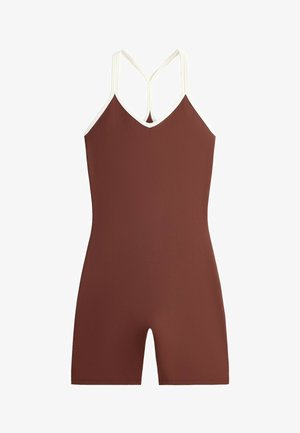 OYSHO, COMFORTLUX SHORT JUMPSUIT WITH CONTRAST DOUBLE STRAPS - Overal - terracotta