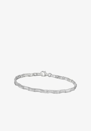 Silver bracelet featuring alternating smooth and textured links, a lobster clasp closure, and marked with '925' for sterling silver.