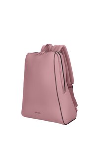 Zaino minimalista rosa con spallacci imbottiti, tasca laterale con cerniera e logo O.D.D.S. sul centro inferiore frontale.