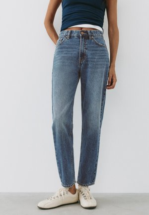 PULL&BEAR, Džínsy mom - dark blue denim