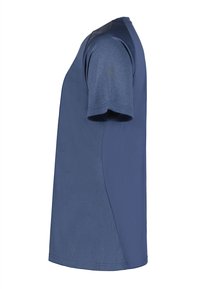 Maglietta atletica a maniche corte di colore blu navy, realizzata in tessuto traspirante. Presenta un pannello laterale texturizzato per una migliore ventilazione.