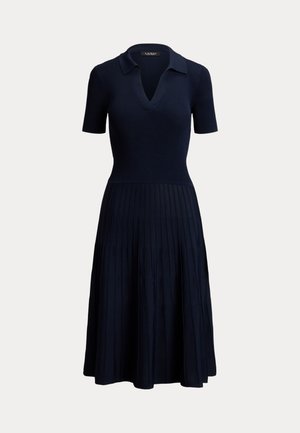 Lauren Ralph Lauren, RIB KNIT SHORT SLEEVE SWEATER DRESS - Pulóverruha - navy