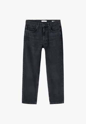 Dunkelblaue Jeans aus Denim mit geradem Bein, fünf Taschen und einem dezenten Farbverlauf. Ausgestattet mit einem Metallknopf und einem Reißverschluss.