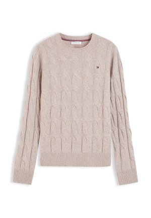 Tommy Hilfiger, PURE WOOL CHAIN CABLE KNIT JUMPER - Pullover - light camel