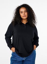 Zizzi LANGARM - Pikeepaita - black solid
