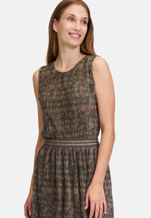 PRINT MIT PLISSEE - Bluse - khaki rosa