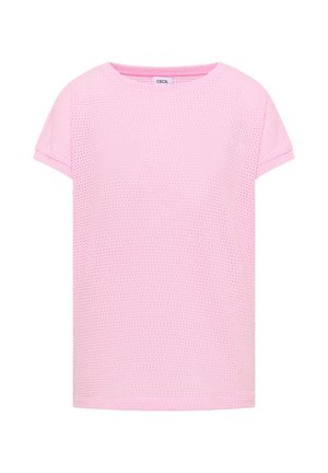 Cecil, T-SHIRT WITH BOAT NECK IN A POINTELLE LOOK, jasnoróżowy
