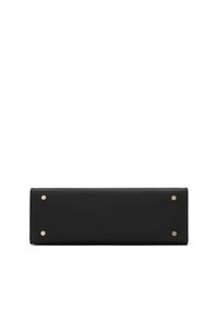 Black textured leather clutch bag with a rectangular shape, featuring four gold-tone studs as accents on the bottom.