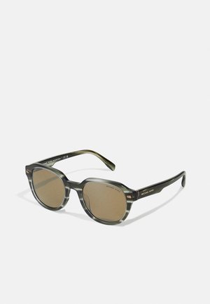 EGER - Lunettes de soleil - olive horn/olive green mirror