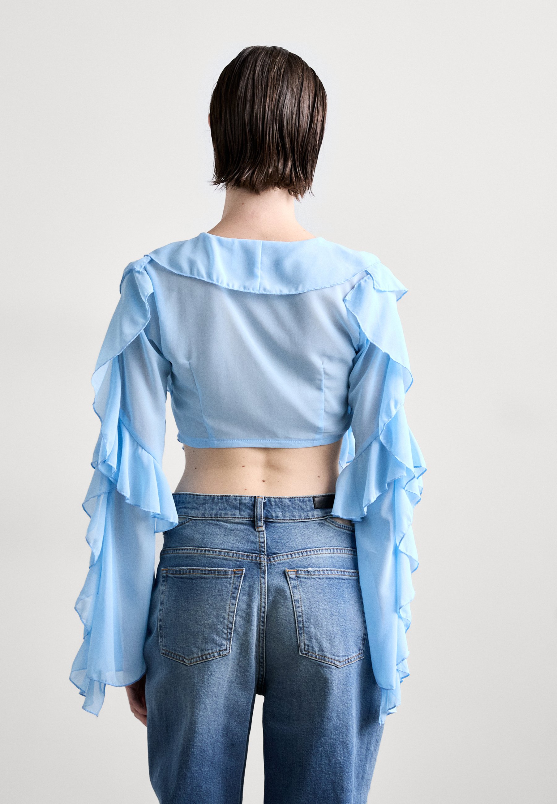 VACLAV RUFFLE BLOUSE - Button-down blouse - blue - Zalando.ie