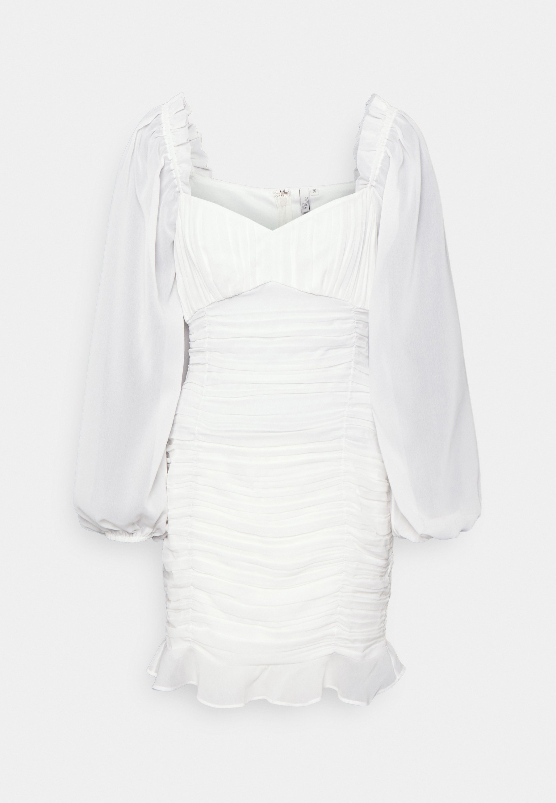 Nly by Nelly RUCHE ALL OVER DRESS - Cocktailjurk - white/wit - Zalando.nl