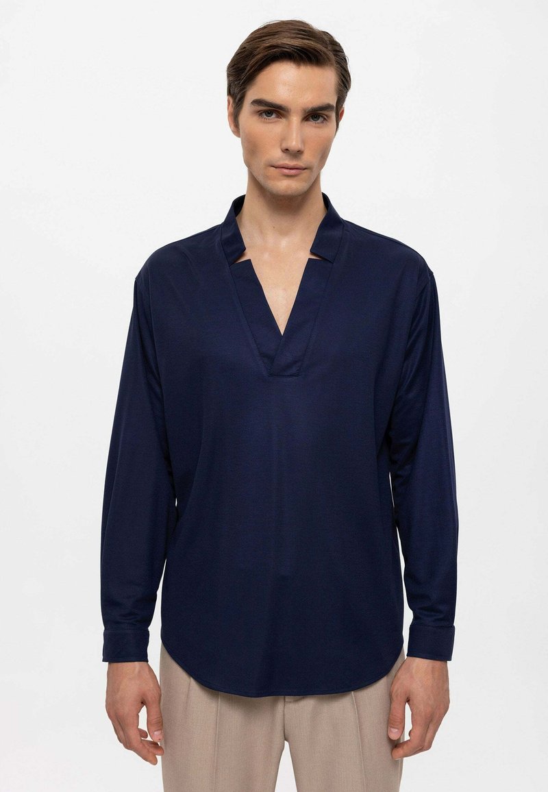ANT Antioch Navy Blue Soft Textured Oversized Wrap Coat - Casa Grande main image 1