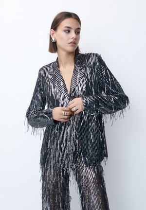 SEQUINNED FRINGE - Blazer - silver-coloured