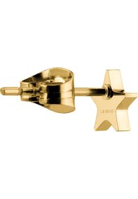 Gouden stervormige studoorbel met een gladde, gepolijste afwerking. Beschikt over een geschroefd pen en een veilige achterzijde voor gemakkelijk dragen en stabiliteit.