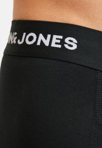 Zwarte onderbroek met een geribbelde textuur, voorzien van een contrasterende witte elastische tailleband met "JONES" in vette letters.