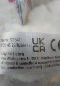 sigikid HUND HELMUT DIE STOFFIS - Cuddly toy - weiß/grau