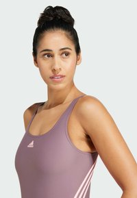 adidas Sportswear ADIDAS 3-STRIPES - Baddräkt - shadow fig   pink spark