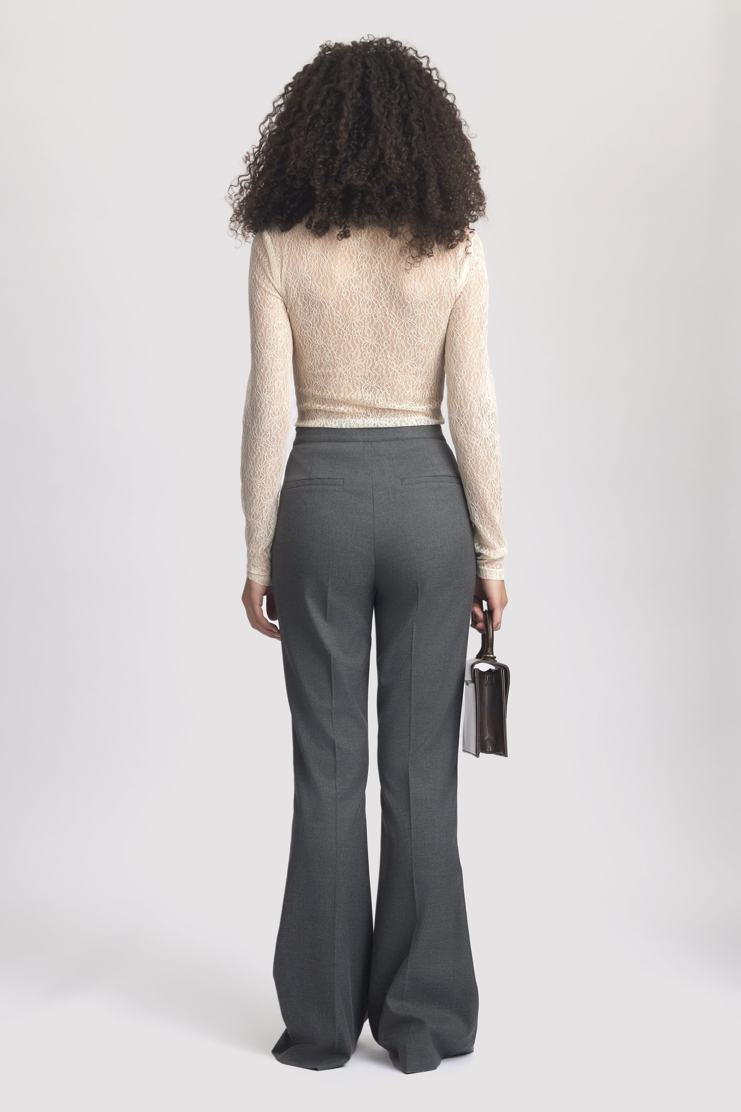 Gestuz PAULA FLARED PANTS - Trousers - dark grey melange