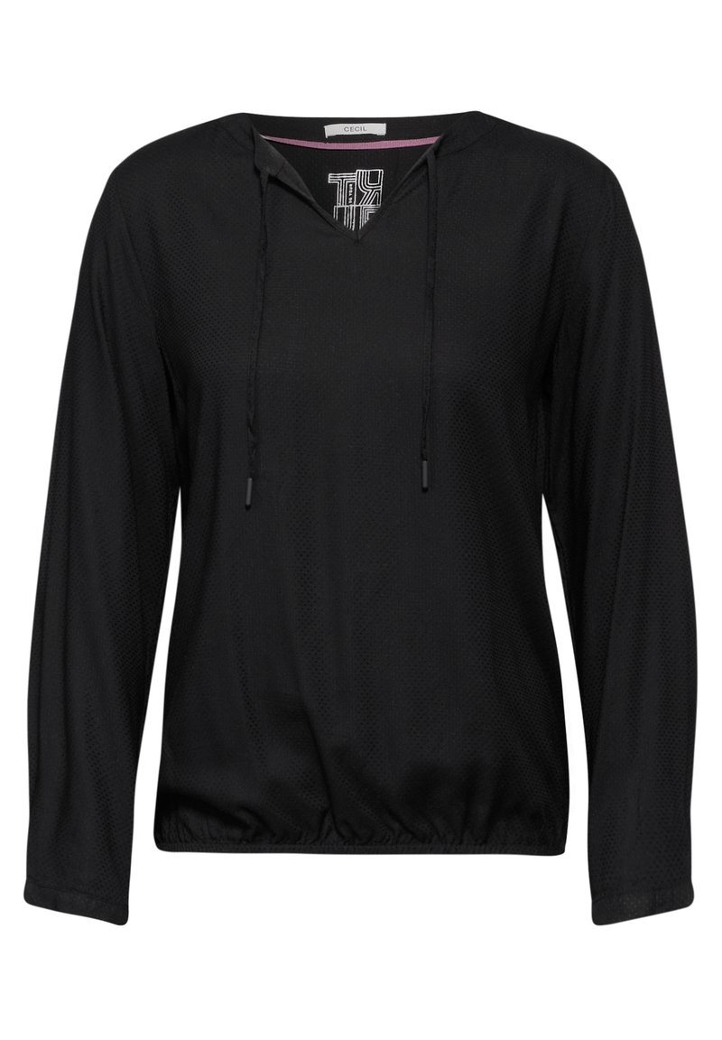 CECIL Damen Langarmshirt Mit Split Neck - Baumwolle Alltagsshirt