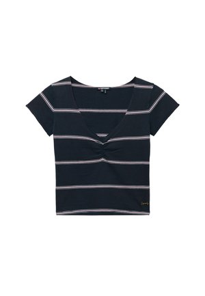 Superdry & Co, SUPERDRY ATHLETIC ESSENTIALS GATHERED PATTERN TOP.. - T-shirts print - pink navy stripe