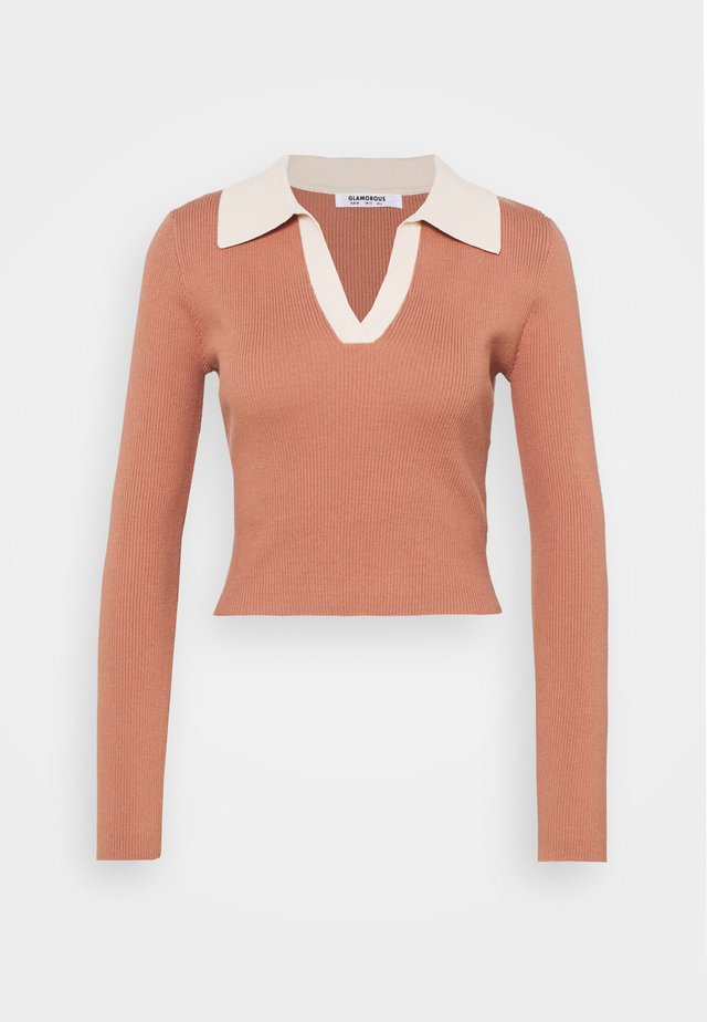 Strikkegenser - light brown/cream