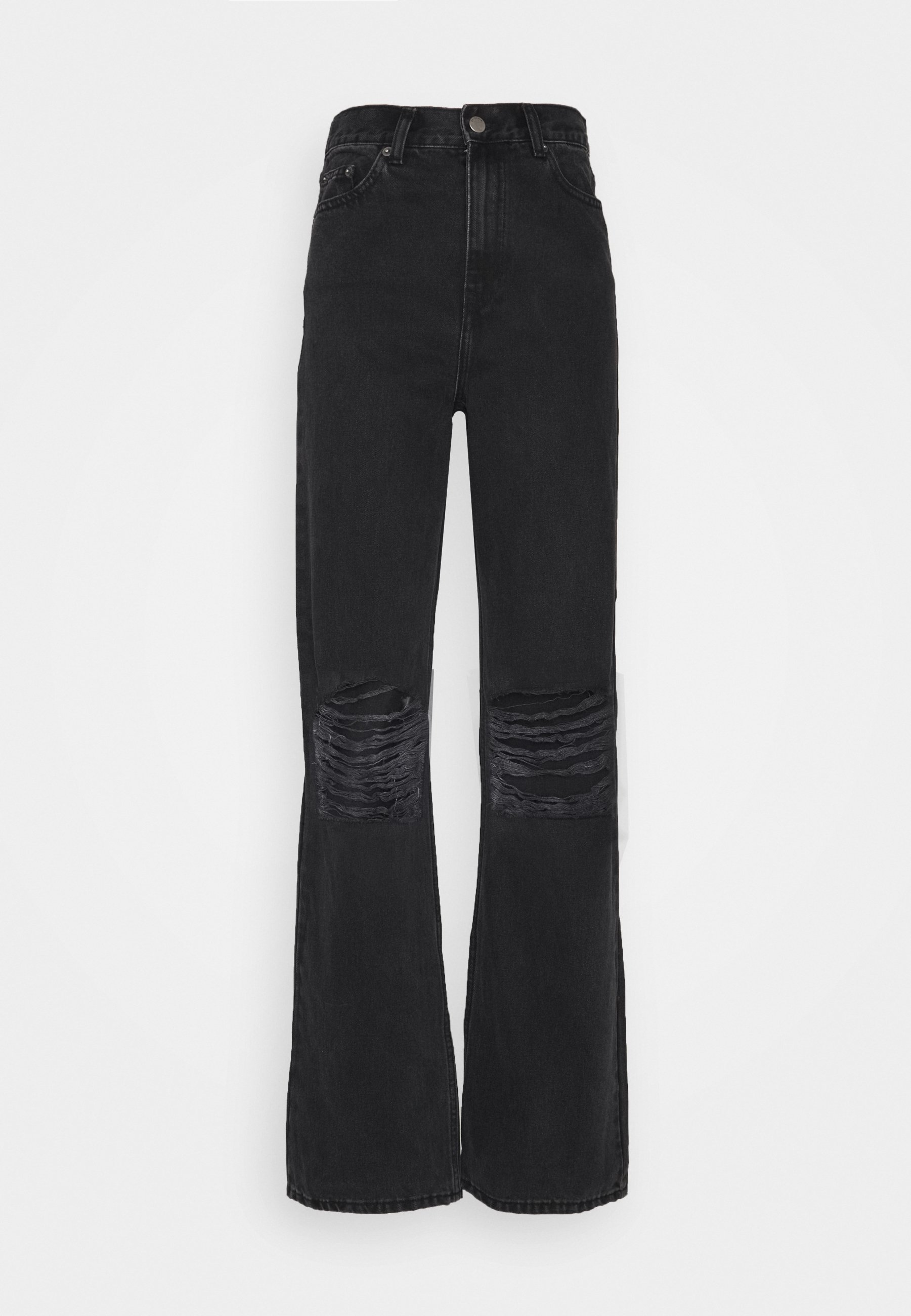 black ripped bootcut jeans