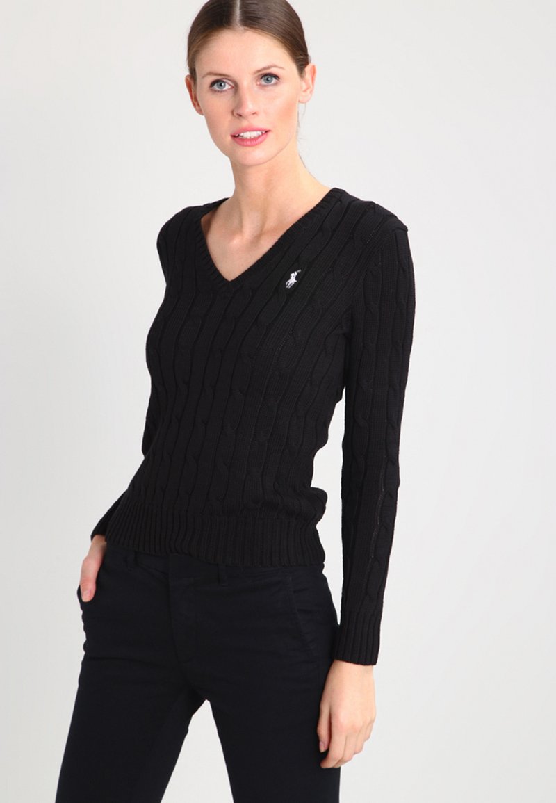 Polo Ralph Lauren - CABLE V-NECK - Stickad tröja - polo black, Förstora