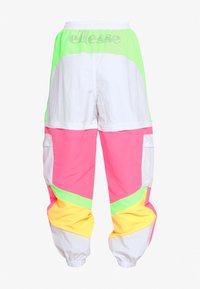Färggranna sweatpants i lätt material med en vit, neongrön, rosa och gul design, elastisk midja och fickor.