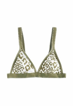 CONTRAST WHIPSTITCH - Top de bikini - ecru khaki green leopard