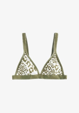 Next, CONTRAST WHIPSTITCH - Bikini-Top - ecru khaki green leopard