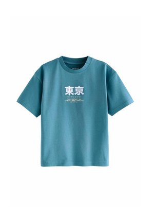 Next SHORT SLEEVE GRAPHIC STANDARD - Marškinėliai su spaudiniu - teal blue embroidery