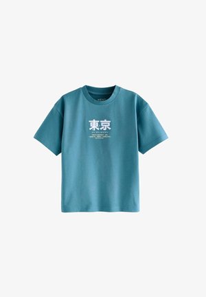 Next SHORT SLEEVE GRAPHIC STANDARD - Marškinėliai su spaudiniu - teal blue embroidery