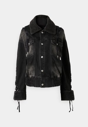 DECONSTRUCTED LACE UP JACKET - Denim jacket - black