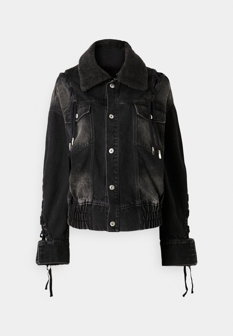 Feng Chen Wang DECONSTRUCTED LACE UP JACKET - Τζιν μπουφάν - black