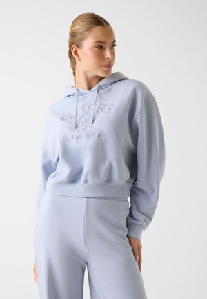 MIT GESTICKTEM LOGO - Felpa con cappuccio - hellblau