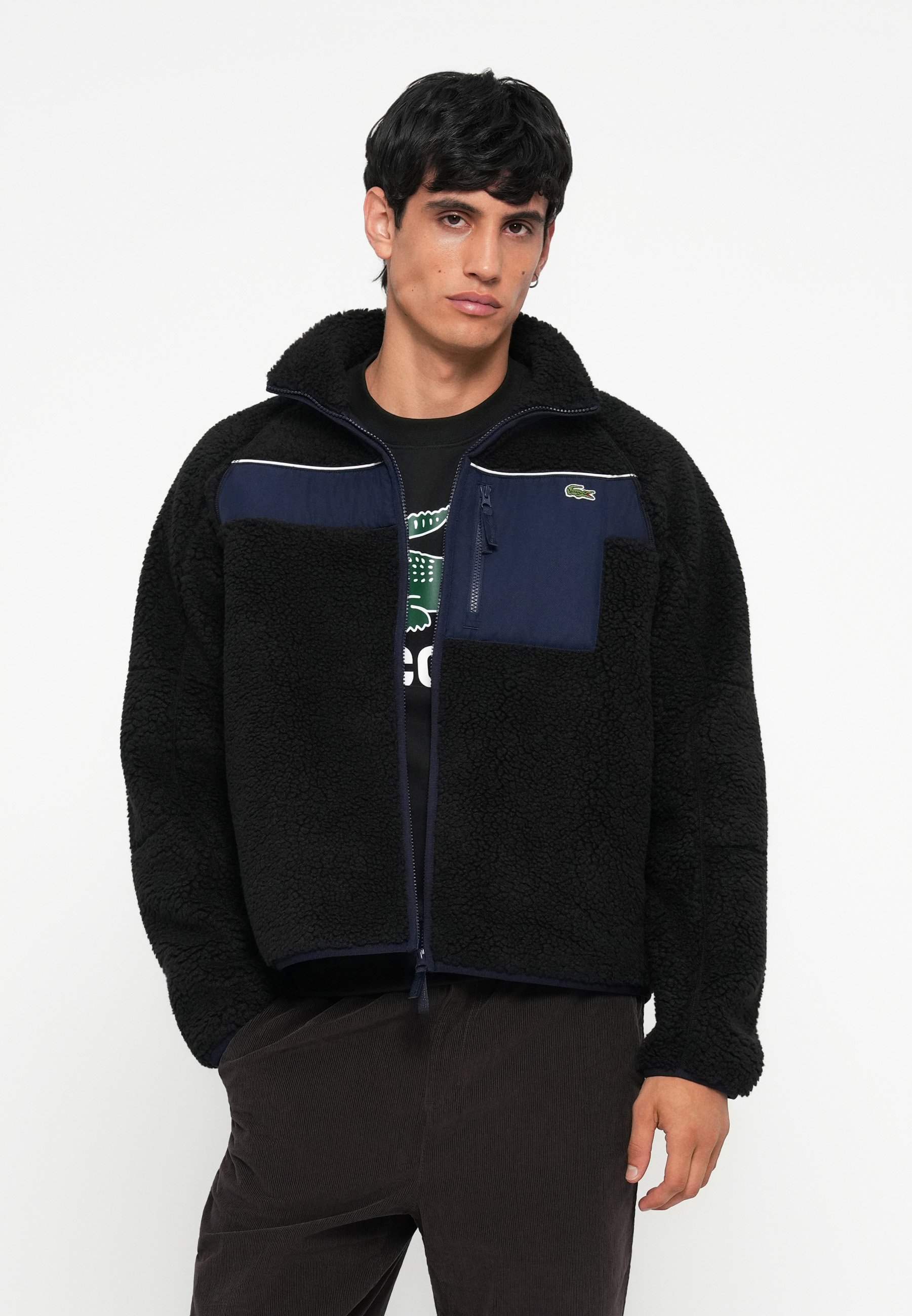 Lacoste Fleece jacket - black/navy blue/black - Zalando