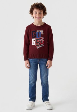 Guess, PULLOVER MIT GEDRUCKTEM LOGO - Jumper - dunkelrot