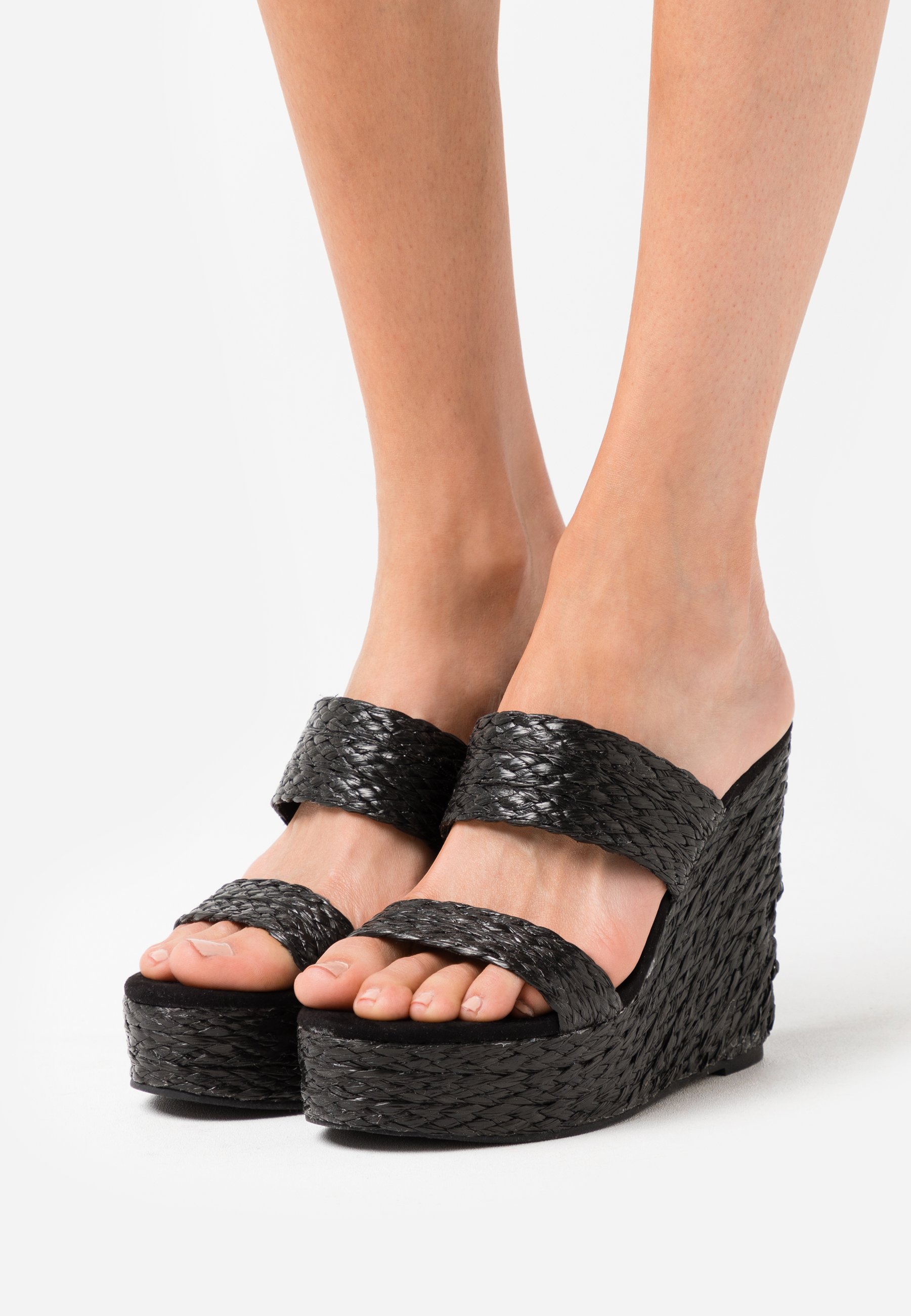 SUNFLOWER WEDGE Slip ins med klack black SUNFLOWER WEDGE Slip ins med klack black