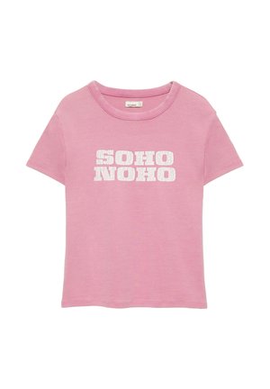 PULL&BEAR, SHORT SLEEVE WITH CRACKLED GRAPHIC - T-SHIRT - T-shirt imprimé - pink