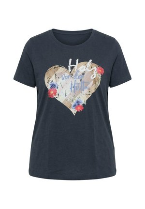 Ulla Popken, LOG CABIN SHORT SLEEVE GRAPHIC TEE - Printtipaita - black