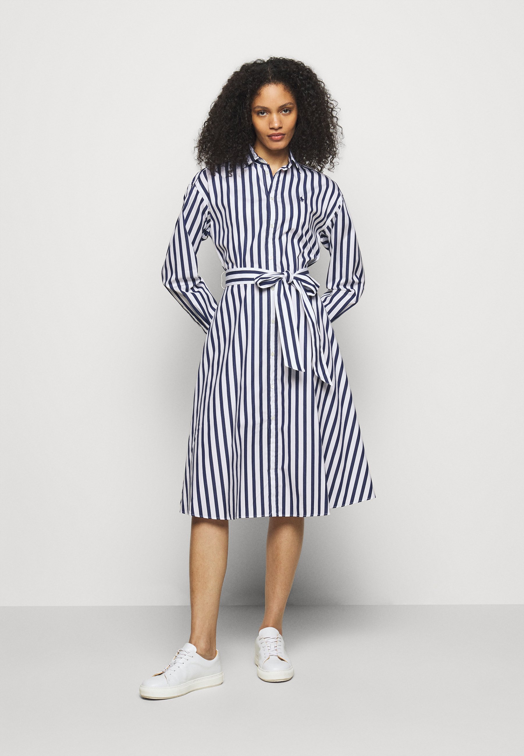 Polo Ralph Lauren STRIPED COTTON SHIRTDRESS - Shirt dress - navy/white/dark  blue 