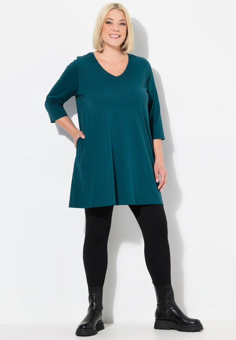 Ulla Popken V-NECK  - Maglietta a manica lunga - dark petrol