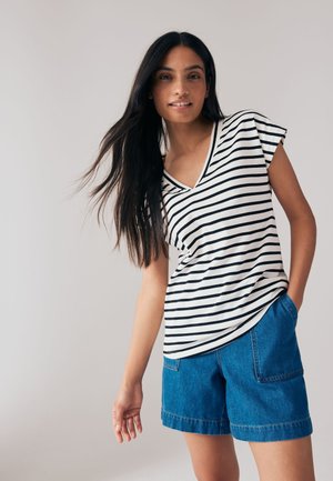 Next Triko s potiskem - black white monochrome stripe